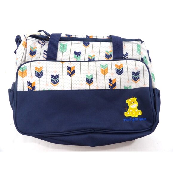 Diaper Travel Bag 5 Piece Matching Set Deep Blue Zipper Compartments NEW - Picture 2 of 11